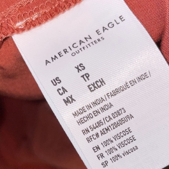 NWOT American Eagle Burnt Orange Tank Top Front Tie Buttons Soft Lightweight XS - Picture 5 of 6